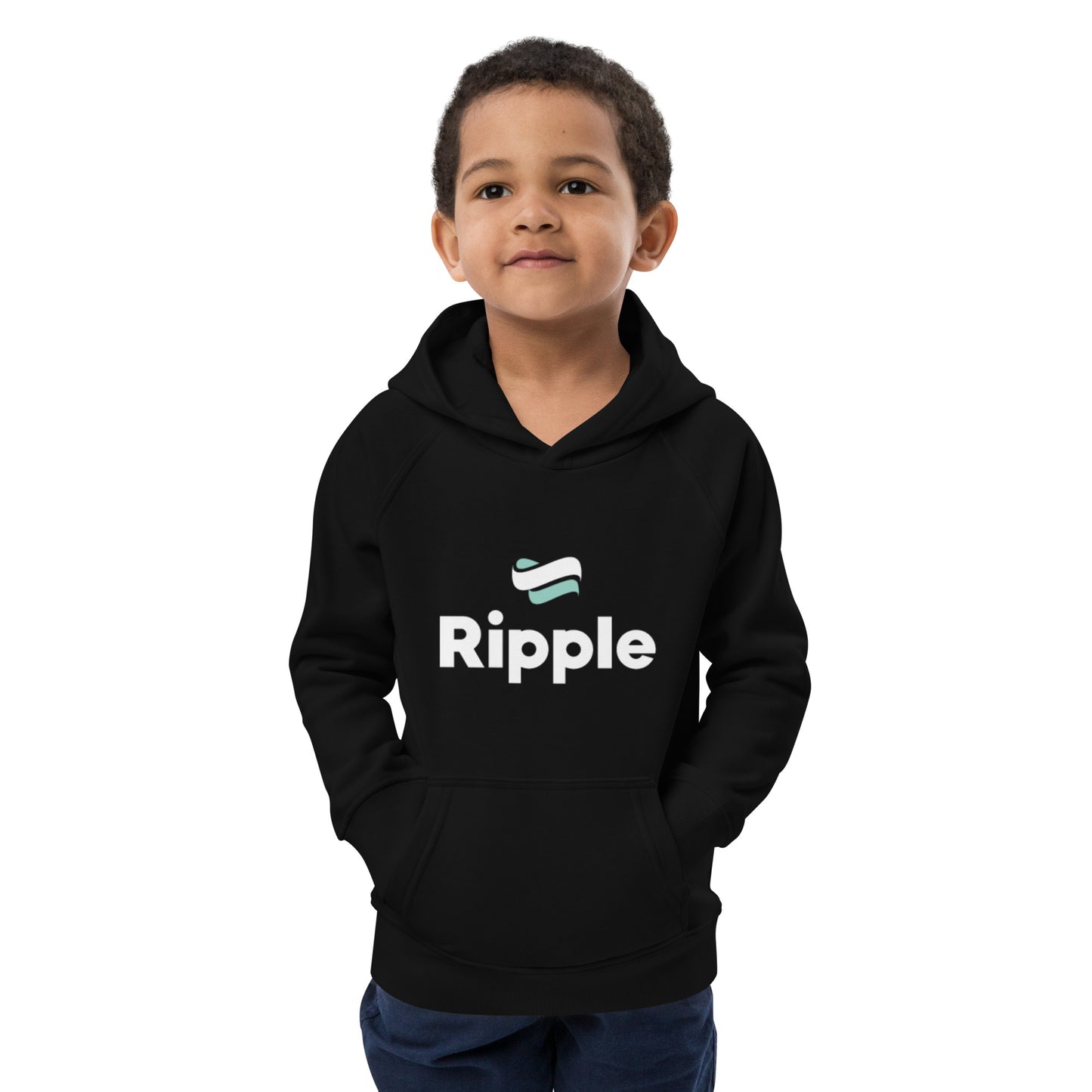 Ripple logo eco kids hoodie black