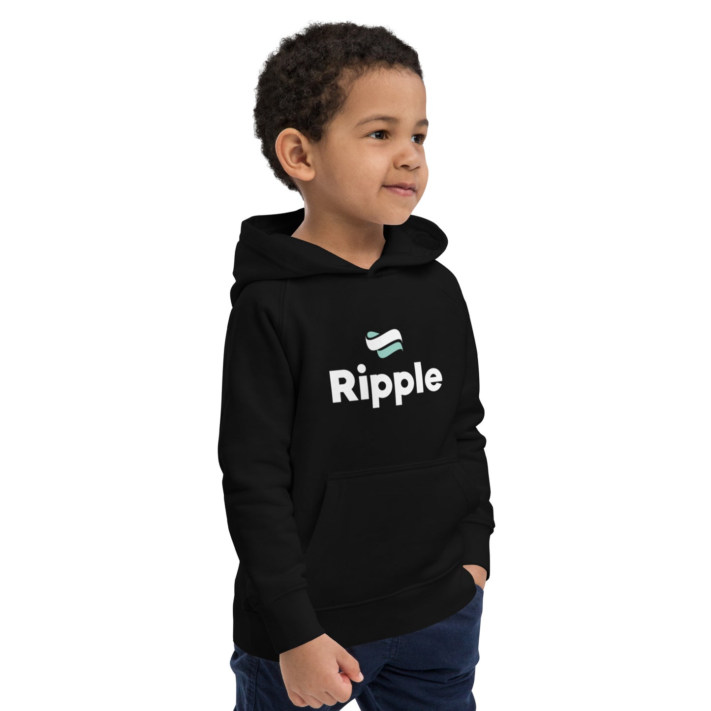 Ripple logo eco kids hoodie black