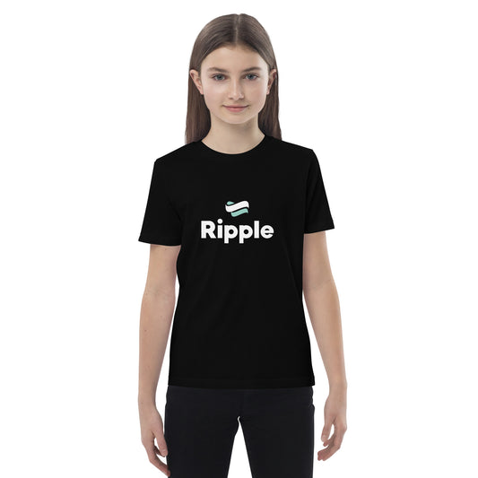 Ripple logo organic kids t-shirt black
