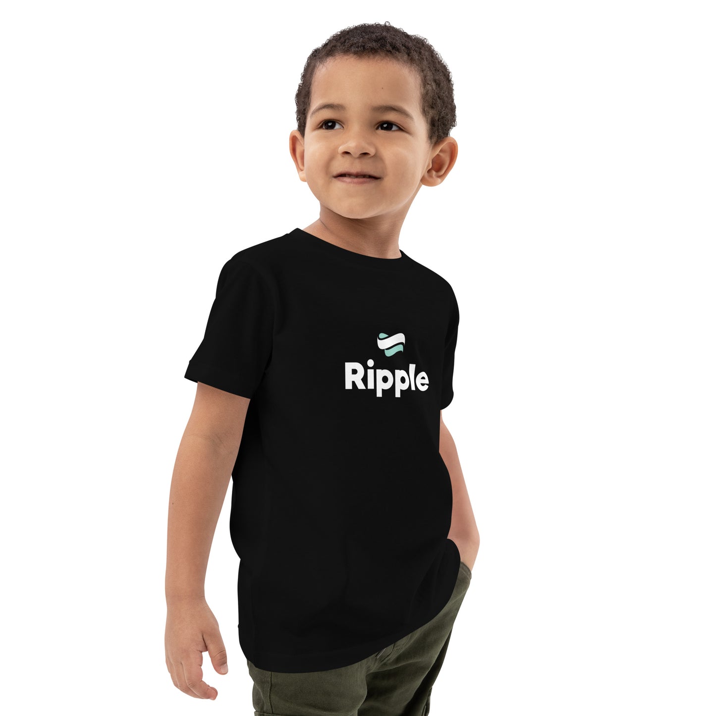 Ripple logo organic kids t-shirt black