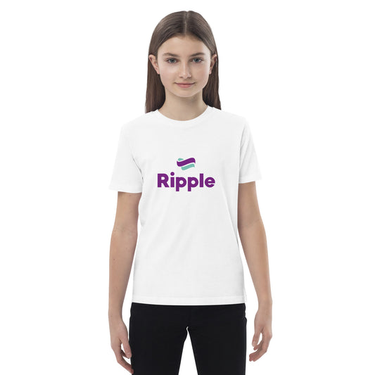 Ripple logo organic kids t-shirt white